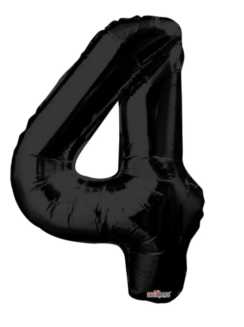 1 x 34" Giant Foil Number 4 Helium Balloon Black