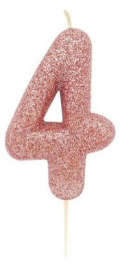 1 Packet of 2.7" Creative Party Number 4 Cake Candle (1 per pack) - Pink Glitter
