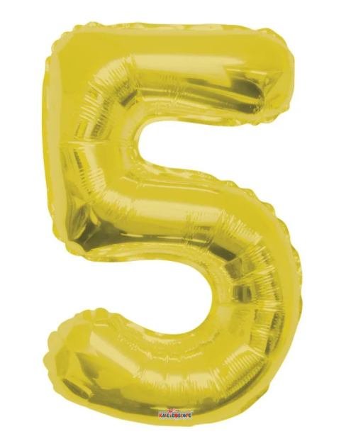 1 x 34" Giant Foil Number 5 Helium Balloon Gold