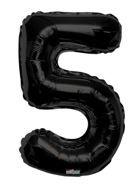 1 x 34" Giant Foil Number 5 Helium Balloon Black