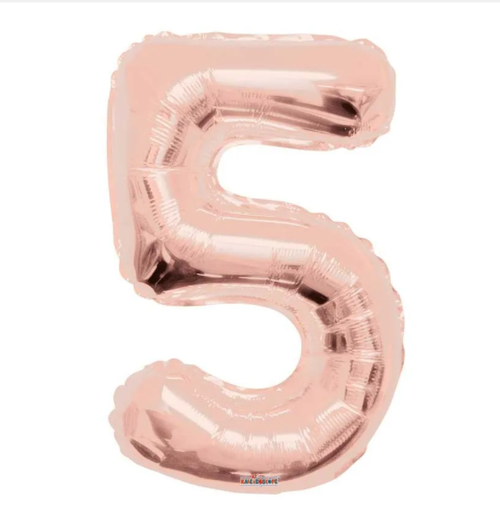 1 x 34" Giant Foil Number 5 Helium Balloon Rose Gold Birthday Party