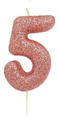 1 Packet of 2.7" Creative Party Number 5 Cake Candle (1 per pack) - Pink Glitter
