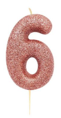 1 Packet of 2.7" Creative Party Number 6 Cake Candle (1 per pack) - Pink Glitter