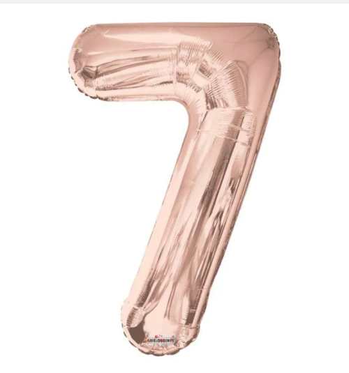 1 x 34" Giant Foil Number 7 Helium Balloon Rose Gold Birthday Party