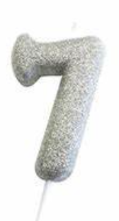1 Packet of 2.7" Creative Party Number 7 Cake Candle (1 per pack) - Silver Glitter