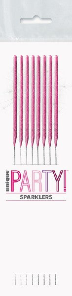 1 Packet of 7" Unique Party Cake Sparklers (8 per pack) - Pink