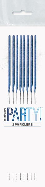 1 Packet of 7" Unique Party Cake Sparklers (8 per pack) - Blue