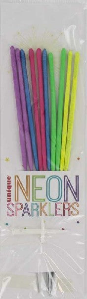 1 Packet of 7" Unique Party Cake Sparklers (10 per pack) - Neon