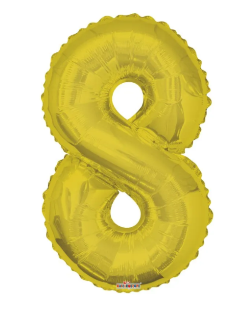 1 x 34" Giant Foil Number 8 Helium Balloon Gold