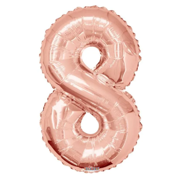 1 x 34" Giant Foil Number 8 Helium Balloon Rose Gold Birthday Party