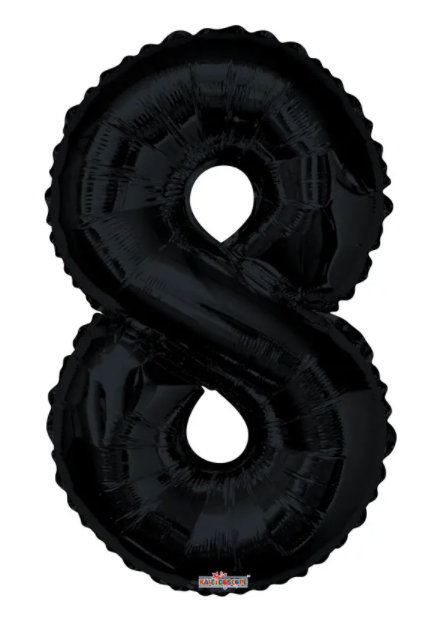 1 x 34" Giant Foil Number 8 Helium Balloon Black