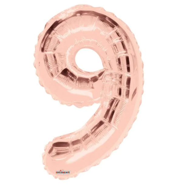 1 x 34" Giant Foil Number 9 Helium Balloon Rose Gold Birthday Party