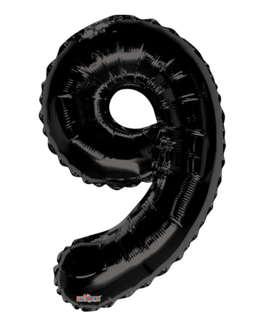 1 x 34" Giant Foil Number 9 Helium Balloon Black