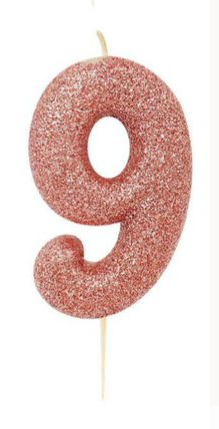 1 Packet of 2.7" Creative Party Number 9 Cake Candle (1 per pack) - Pink Glitter