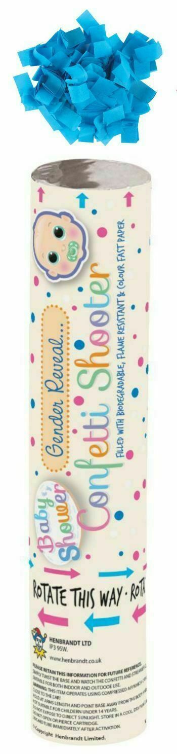 1 x 20cm Henbrandt Gender Reveal Discreet Packaging Confetti Cannon - Blue