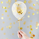 1 Packet of Gold Mini Confetti Balloon Wands (5 per pack)