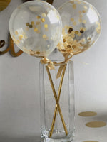 1 Packet of Gold Mini Confetti Balloon Wands (5 per pack)