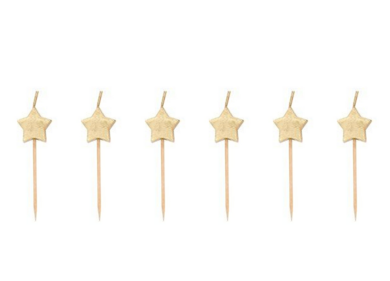 Gold Star Shaped Pick Candles by Unique Party