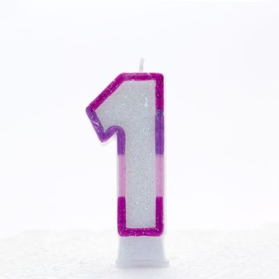 1 Packet of 3" Kaleidoscope Number 1 Cake Candle (1 per pack) - Pink Glitter