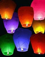 10 Heart Shaped Sky Lanterns - Red Colour