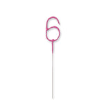 1 Packet of 7" Unique Party Number 6 Cake Sparkler (1 per pack) - Pink
