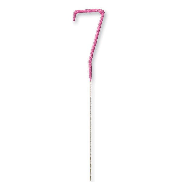 1 Packet of 7" Unique Party Number 7 Cake Sparkler (1 per pack) - Pink