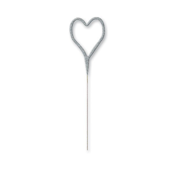 1 Packet of 7" Unique Party Heart Shaped Cake Sparkler - Silver