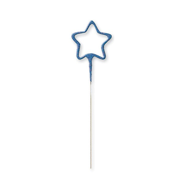 1 Packet of 7" Unique Party Star Shaped Cake Sparkler (1 per pack) - Blue