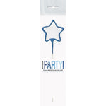 1 Packet of 7" Unique Party Star Shaped Cake Sparkler (1 per pack) - Blue