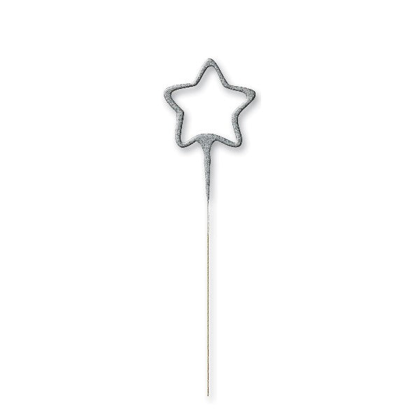 1 Packet of 7" Unique Party Star Shaped Cake Sparkler (1 per pack) - Silver