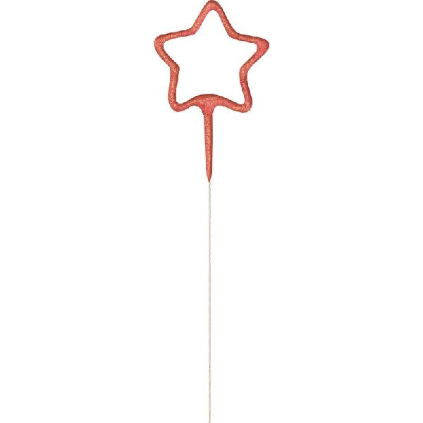 1 Packet of 7" Unique Party Star Shaped Cake Sparkler (1 per pack) - Rose Gold