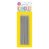 1 Packet of 12cm Unique Party Tall Candles (12 per pack) - Silver