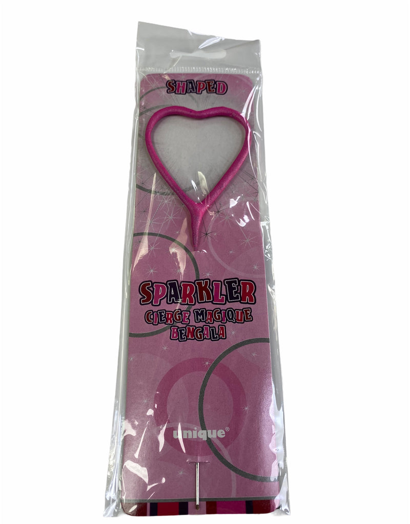 1 Packet of 7" Unique Party Heart Shaped Cake Sparkler - Neon Pink