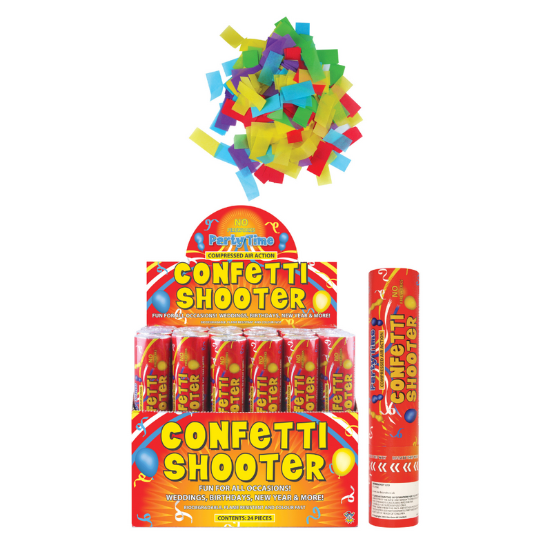 24 x 20cm Party Time Confetti Cannon - Multi Colour