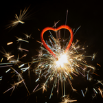 1 Packet of 4" Hallmark Heart Shaped Cake Sparklers (5 per pack) - Silver