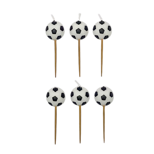 6 Birthday Cake Candles Football shaped