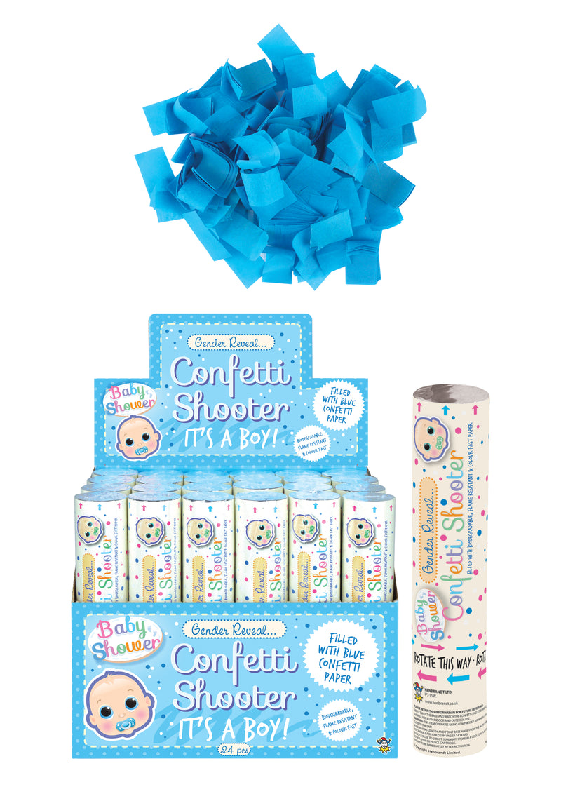 24 x 20cm Henbrandt Gender Reveal Discreet Packaging Confetti Cannons - Blue