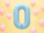 1 x 34" Giant Foil Number 0 Helium Balloon Baby Blue