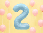 1 x 34" Giant Foil Number 2 Helium Balloon Baby Blue