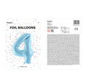 1 x 34" Giant Foil Number 4 Helium Balloon Baby Blue