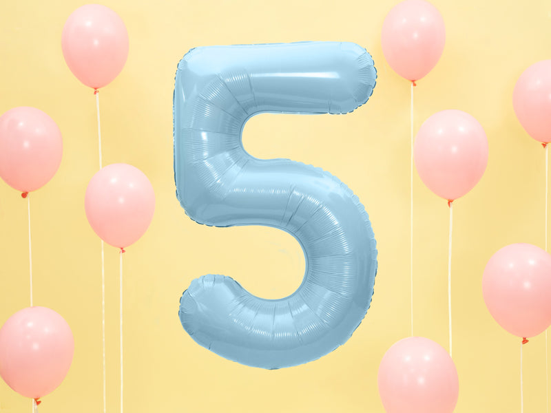 1 x 34" Giant Foil Number 5 Helium Balloon Baby Blue