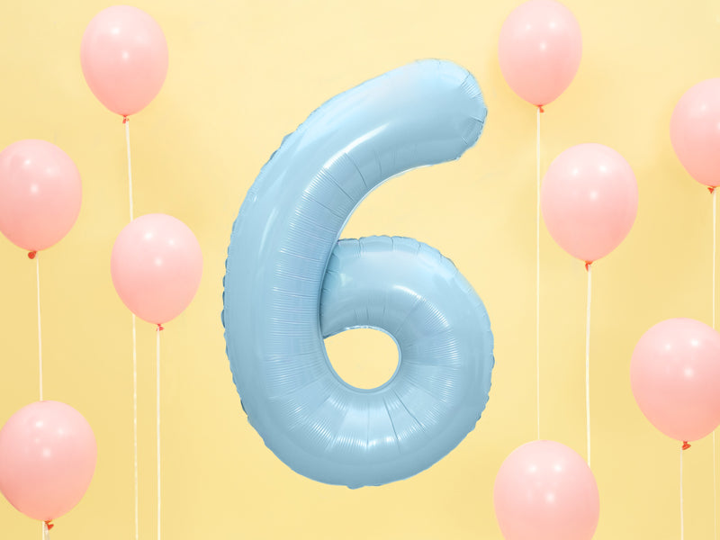 1 x 34" Giant Foil Number 6 Helium Balloon Baby Blue