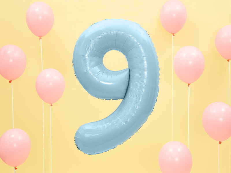 1 x 34" Giant Foil Number 9 Helium Balloon Baby Blue