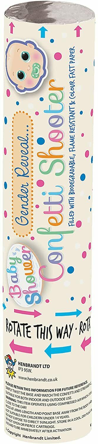 1 x 20cm Henbrandt Gender Reveal Discreet Packaging Confetti Cannon - Blue